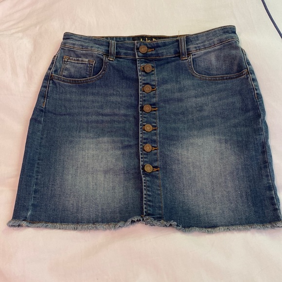 Y2K Indigo Rein Button Front Denim Skirt 5 Juniors - Picture 1 of 7